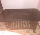 Teak wood with glass top coffee table