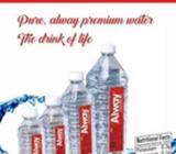 ALWAY PREMIUM package drinking water with added minerals