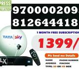 Tata Sky New DTH tatasky Dish tv Box SD/ HD (Free Installation)-COD