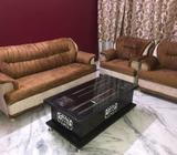 5 seater sofa and 1 cover set free.1 month used only. Without table